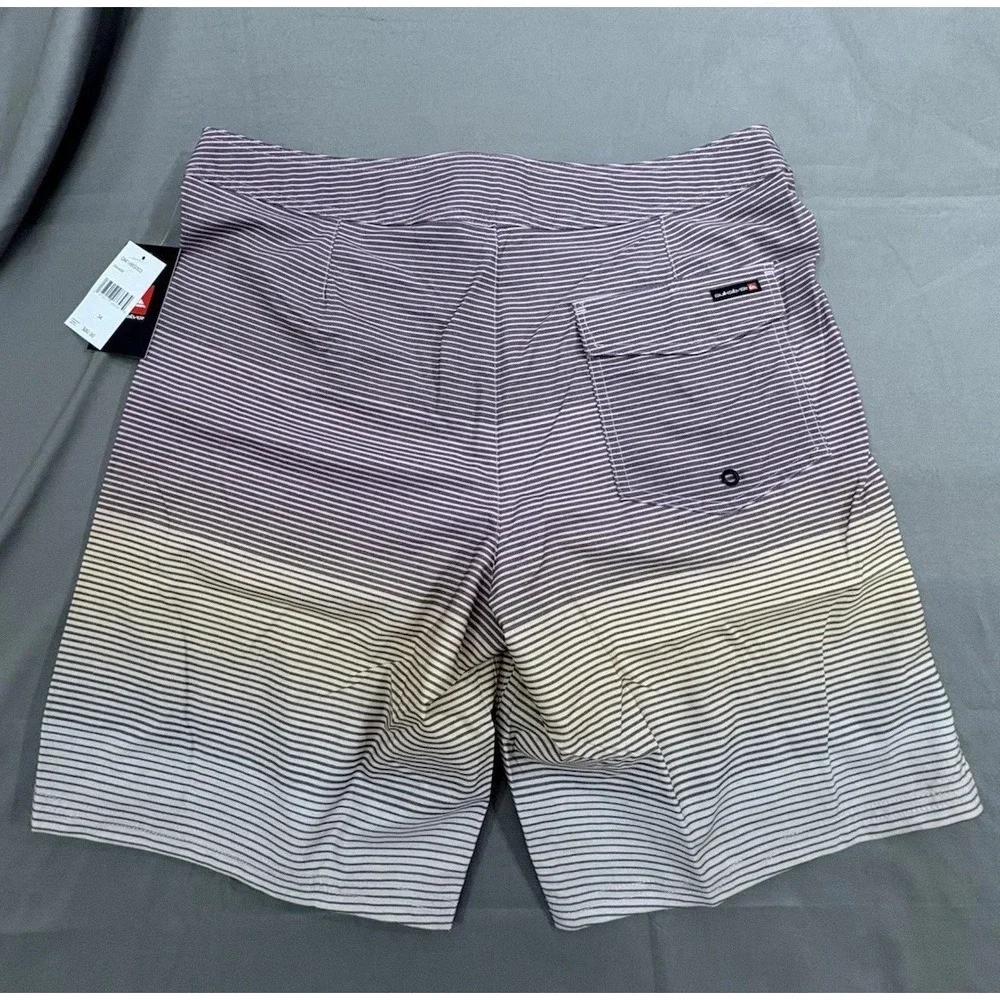 NWT Quiksilver Board Shorts Mens Sz 34 Striped Muted Multi-Color